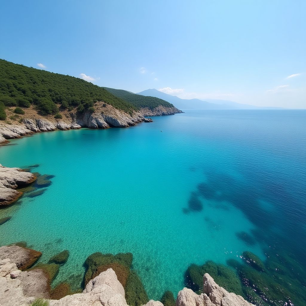 Ege kıyılarında turkuaz renkli bir koy