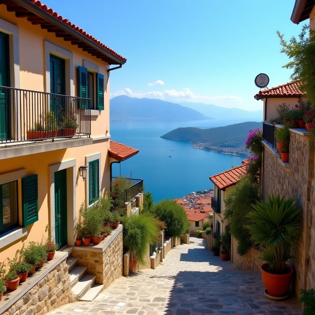 Kaş'ta bir sahil kasabası manzarası